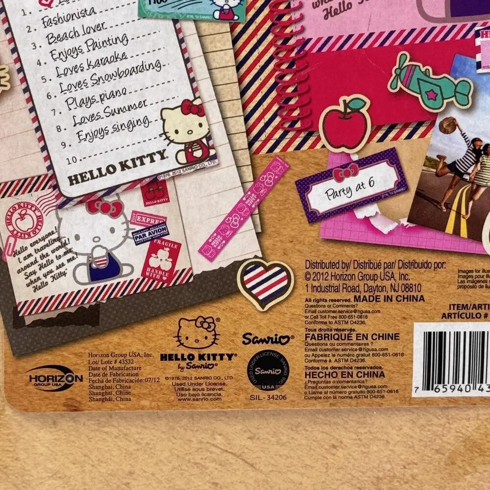 Hello Kitty Journal Notebook Spiral Nautical Travel 40 Sheets Pen Sanrio Y2K